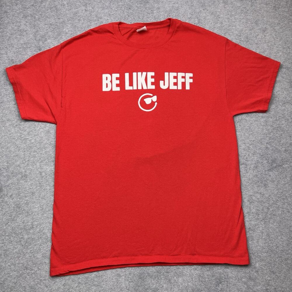 Hanes “Be Like Jeff” graphic t-shirt red crewneck size large